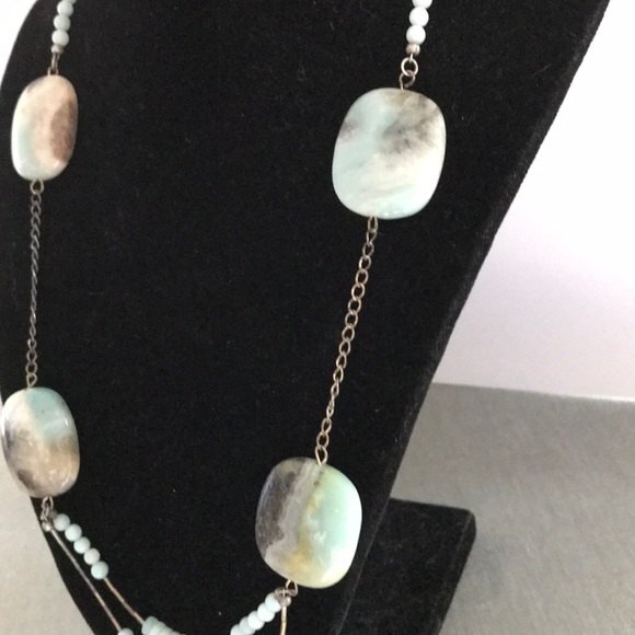 Vintage Amazonite nugget, liquid silver, sterling silver Necklace - Picture 3 of 8